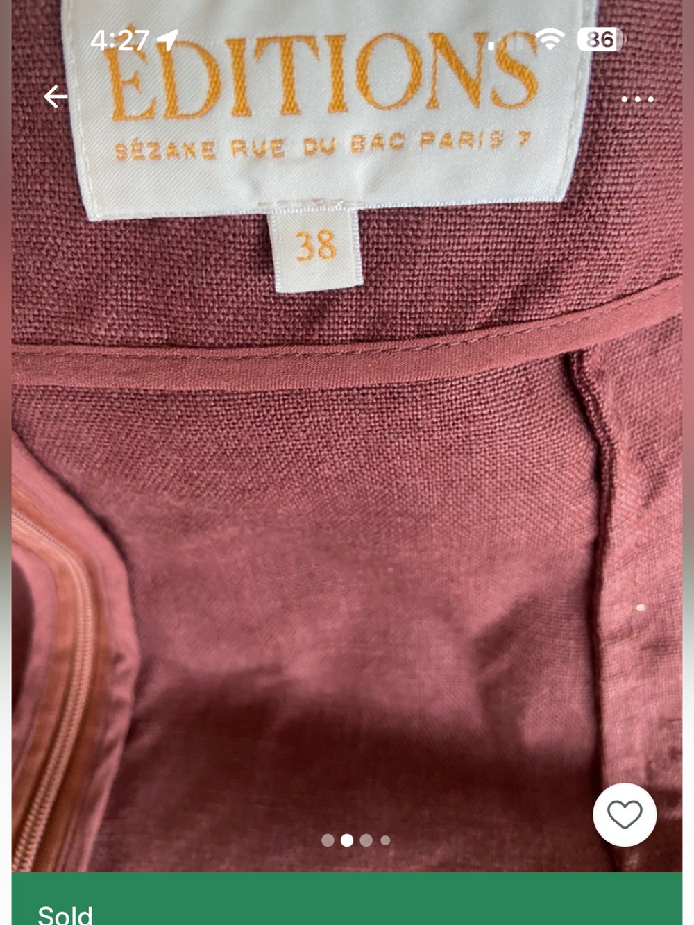 Sezane two piece Chocolate Brown Elea blouse and Soelle skirt Sz 38 EU US 6 - Picture 5 of 7